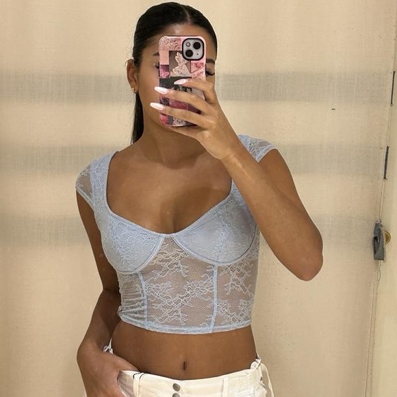 Garage Tops - Garage Lace Blue Tee